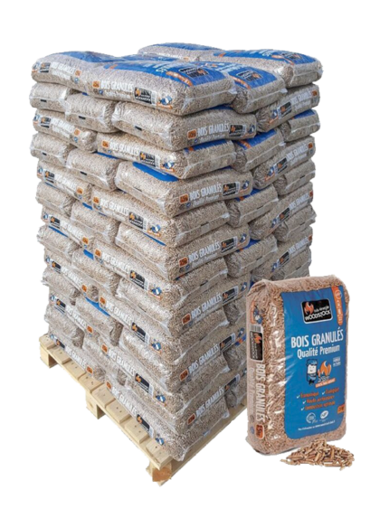 Granulés de Bois Français Woodstock® Premium – Palette 1170kg (78 sacs)