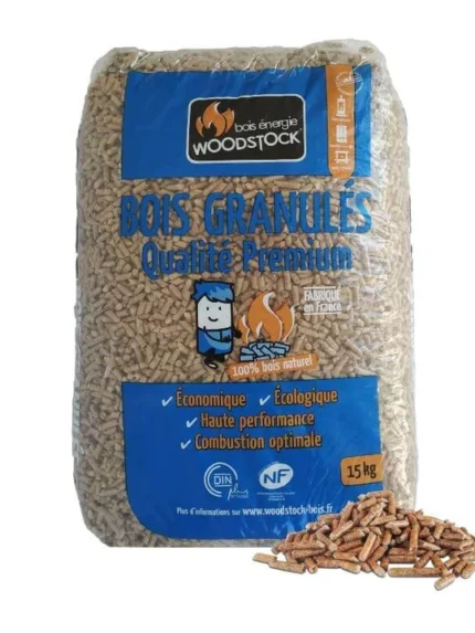 Granulés de bois woodstock qualité premium – palette de 78 sacs de 15 kg